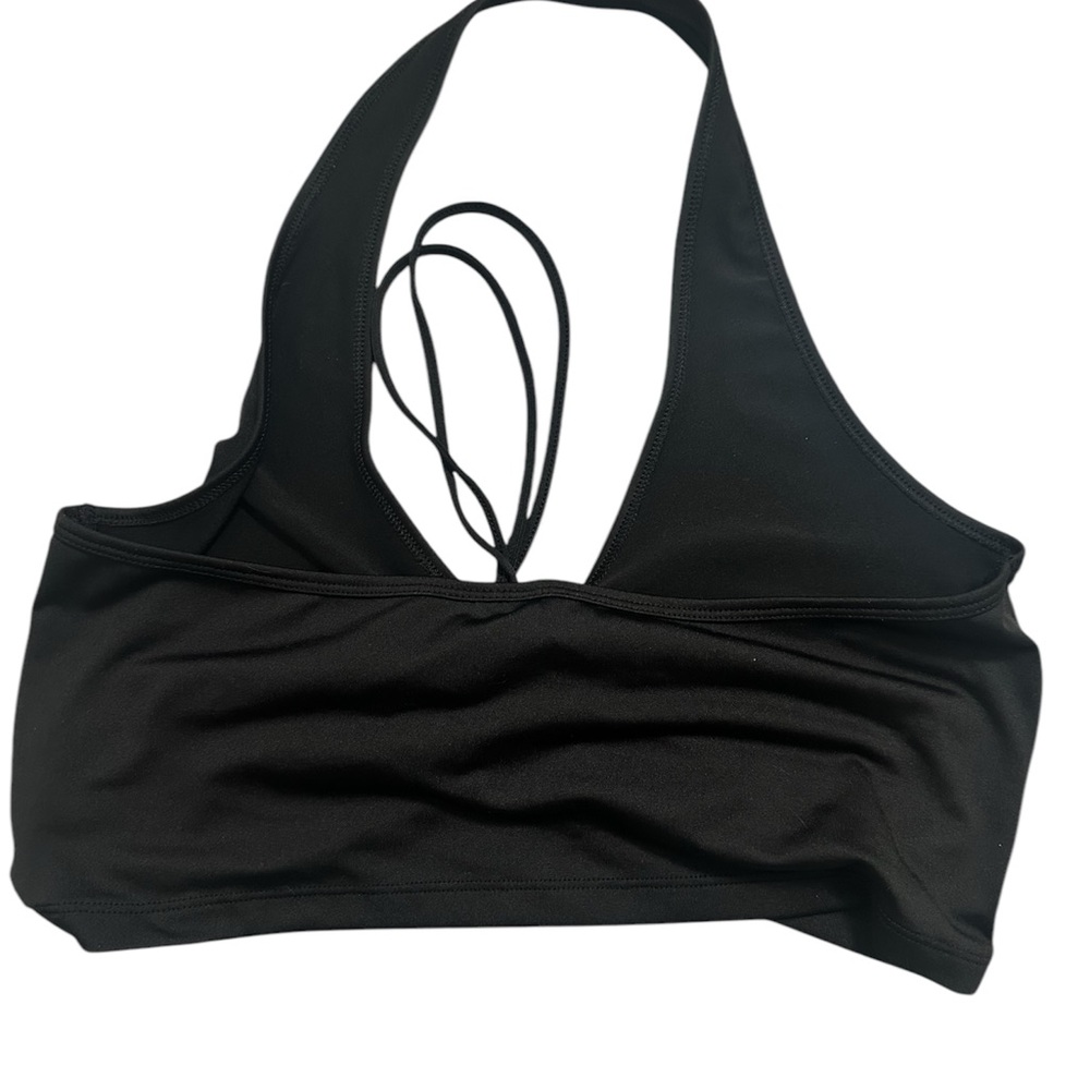 H&M Black Cropped Halter Neck Top Large - Picture 4 of 9